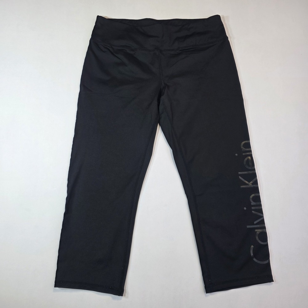 Calvin Klein Performance Capri Leggings Women's Large Black Quick Dry Activewear